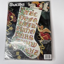 Bucilla Christmas Stocking Alphabet Sampler Counted Cross Stitch Kit Vtg 1995