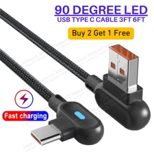 3/6Ft 90 Degree Right Angle USB C Fast Charger Cable TypeC For Samsung Data Cord