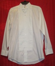 Men's Neil Allyn Tuxedo Shirt M 32/33 White Polyester Cotton EUC