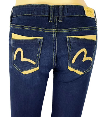 EVISU Damen dunkelblaue STRETCH SKINNY JEANS Japan - W25'' - UK7 - EU35 - UVP 249£