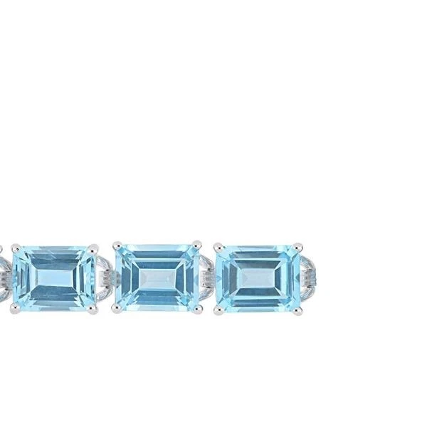 12Ct Simulated Blue Aquamarine Exquisite Tennis Bracelet 14K White Gold Plated - Image 3 of 4