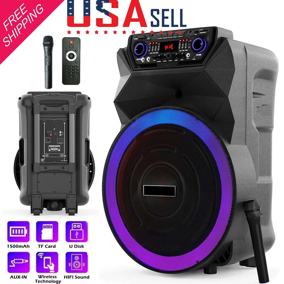 4500W Portable Bluetooth Speaker 18'' Woofer Bluetooth Party