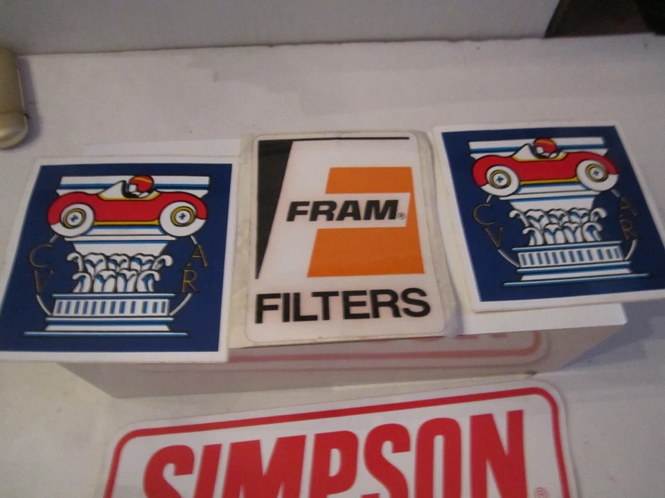 LOT OF 14 VINTAGE CAR STICKERS - SIMPSON, FRAM, PHILLIPS 66 RACING & MORE BBA-2 - Image 3 of 4