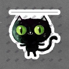 Cute Black Cat Vinyl Sticker Adorable Decal for Laptops, Water 249796