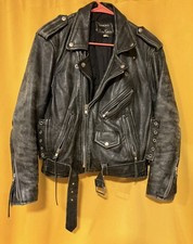 Vintage Real Leather Motorcycle Biker Jacket with customizable lace sides unisex