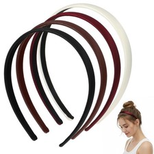Headbands For Women 4 Pcs Non Slip Thin Satin Hair Bands Cute Set Black
