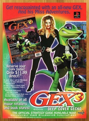 1998 Gex 3 Deep Cover Gecko Playstation 1 PS1 Print Ad/Poster Game Guide Art 