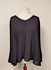Wallis Black Pleated Formal Smart Professional Work T-Shirt Top Size Medium NWT