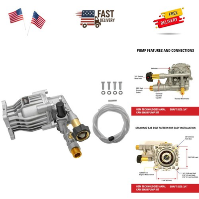 #ad OEM Technologies 3300 PSI 2.4 GPM Replacement Pressure Washer Pump Kit Horiz... $255.99