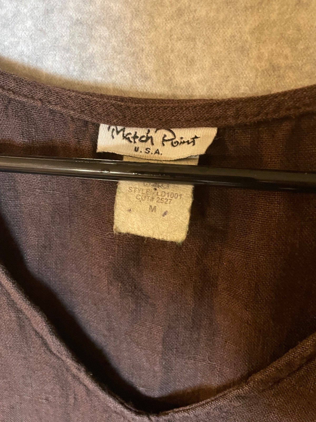 Matchpoint Linen Dress Medium Chocolate Brown Chore Pockets 3/4 Sleeve