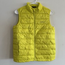Kids Unisex Eddie Bauer Down Puffer Vest Large 14/16 Lime Green Pockets Full Zip