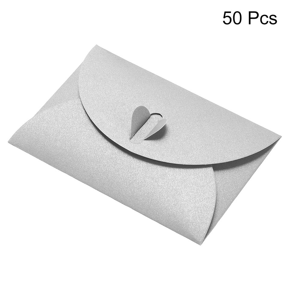 50件装迷你信封心扣婚礼问候派对灰色 — 第 3/4 张图片