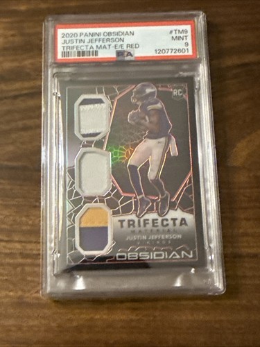 Justin Jefferson 2020 Panini Obsidian Trifecta RC Patch /10 PSA 9 POP 1