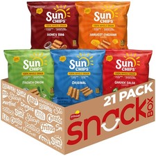 SunChips 100 Whole Grain Chips, Variety Pack, 1 oz 21 Count Pack of 1