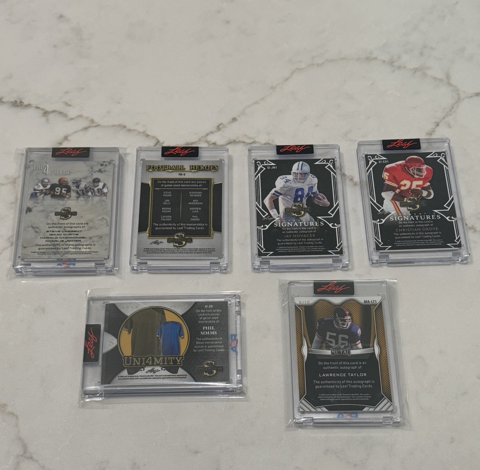 2026 NFL Leaf Spectacular Lot of 6, 8 Auto, 6 #’d. Lawrence Taylor Patch Okoye + view 9