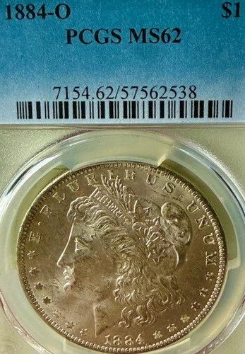 1884-O MS62 Some Golden/Red Toning PCGS New Orleans Mint Morgan Silver Dollars