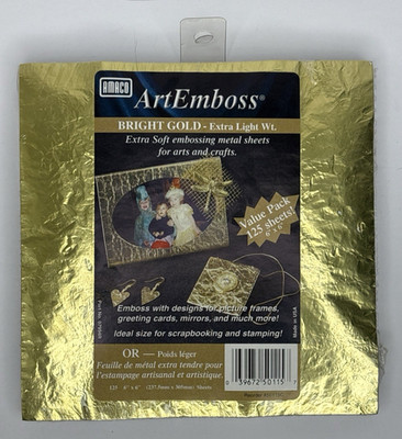AMACO ArtEmboss Soft Metal Xtra Light Wt Gold 125 sheets/6x6 in DISCONTINUED
