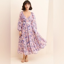 ASTR Jannika Purple Floral Wrap Maxi Dress