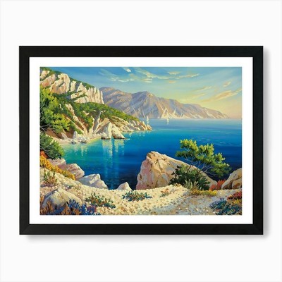 Sonnenuntergang am Meer Kunstdruck gerahmt Wandbild Poster Leinwanddruck Bild