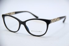 NEW BVLGARI BV 4126-B 501 BLACK GOLD CRYSTALS AUTHENTIC FRAMES EYEGLASSES 53-16