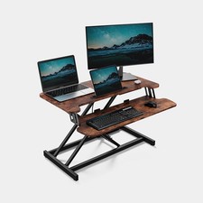 Standing Desk Converter Brown 80cm Sit Stand Riser Adjustable 51cm