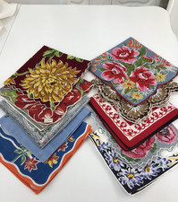 Vintage Hankies Lot Of 10 - BEAUTIFUL COLORFUL FLORALS -NEAR FLAWLESS