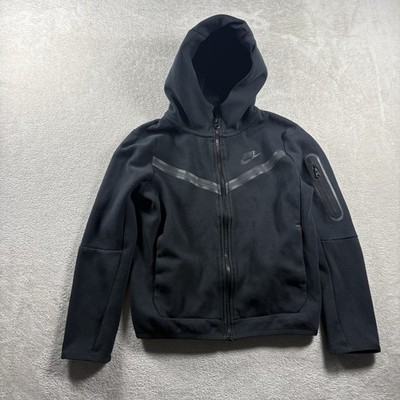 Nike Tech Jacket Youth Size M Black Fleece Full Zip Hoodie CU4489