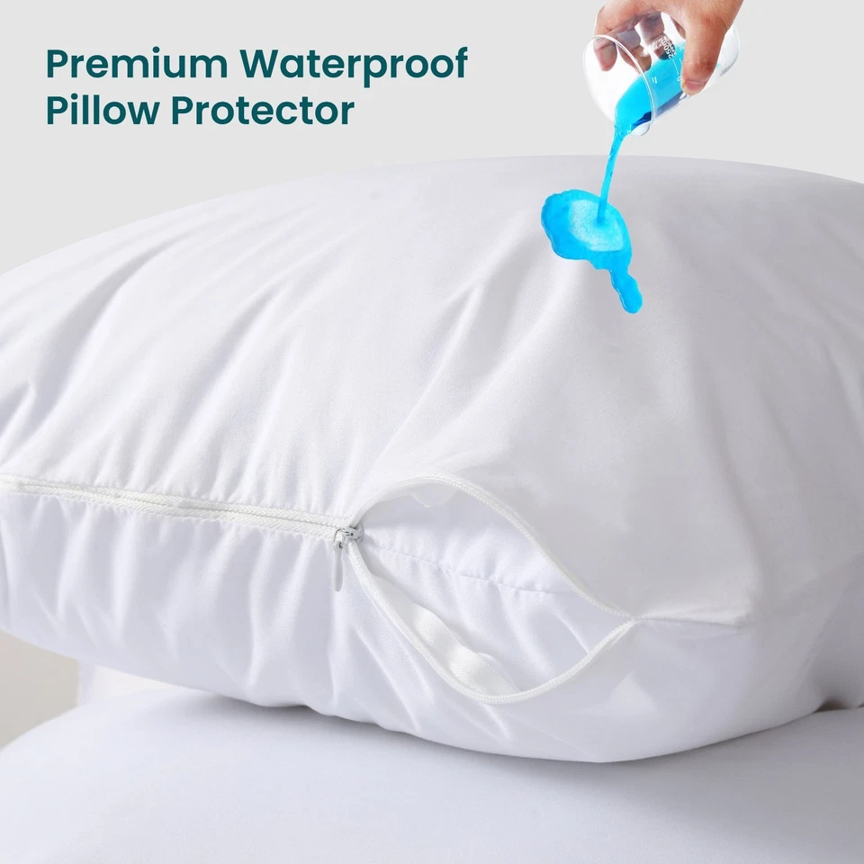 Funda Protectora Almohada Impermeable 2-4 Cremallera Estándar/Queen/o King Blanco Foto 4 de 4