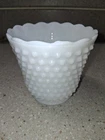Vintage Milk Glass Hobnail Planter Fire King Scalloped Edges, Excellent Cond