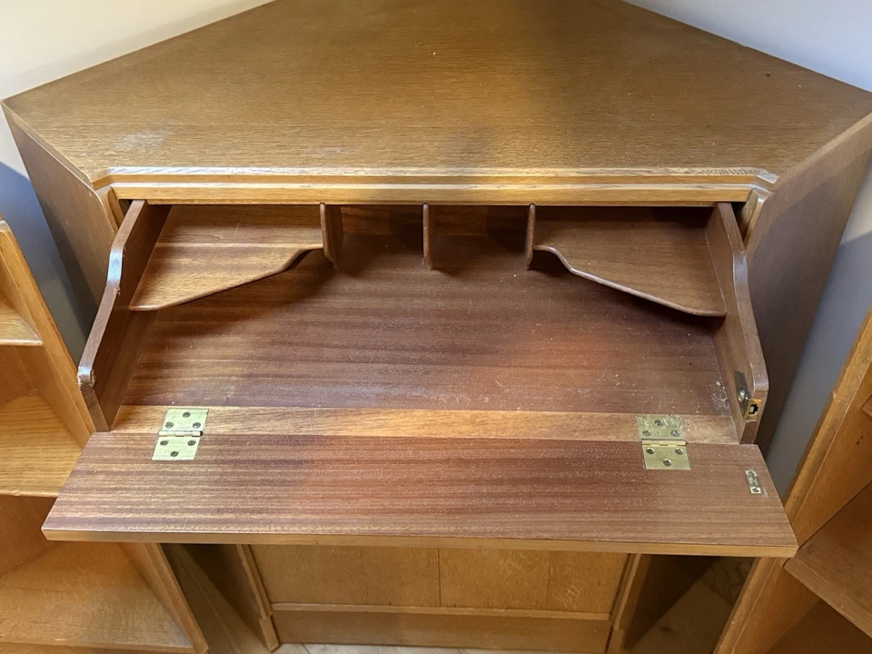 G Plan Corner Writing Desk Bureau With Adjoining Shelving- 1950s Teak - E Gomme - Image 2 of 4