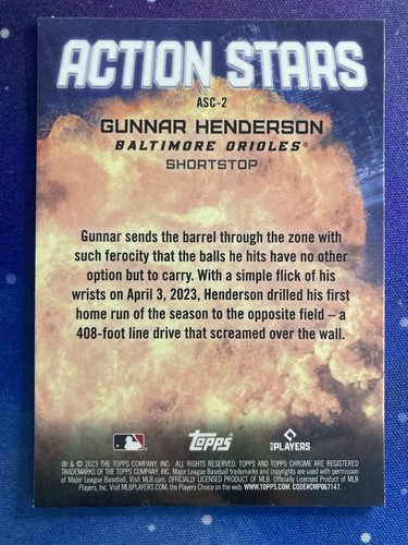 2023 Topps Chrome Update #ASC-2 Gunnar Henderson Action Stars - Bild 2 von 2