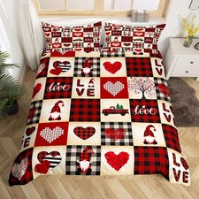 Valentine's Day Bedding Set,Red Rose Duvet Cover for Kids Teen Girls,Love Pat...