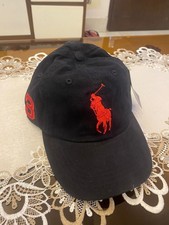 Polo Ralph Lauren Men  s Big Pony Black Baseball Cap Red Pony Adjustable