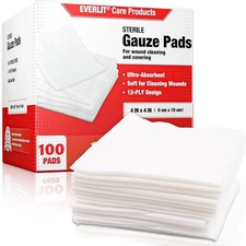 Sterile Gauze Pad Extra Thick 4x4 in 12 Ply 100 Count for First Aid