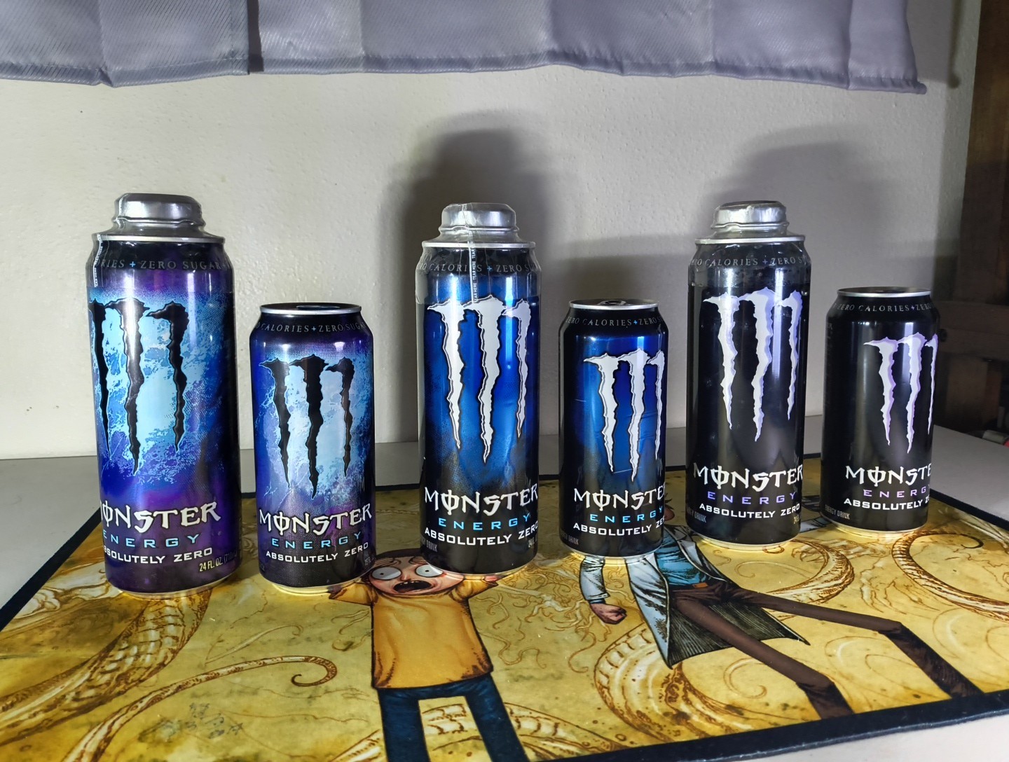 Lote de 6 latas Monster Absolutely Zero Energy 24 oz/16 oz raro coleccionable 2012 2014