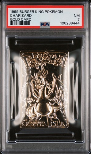 1999 BURGER KING POKEMON GOLD CARDS CHARIZARD PSA 7