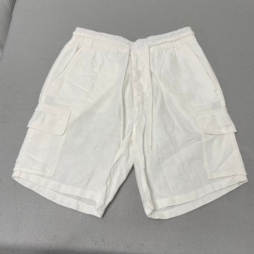 Vilebrequin Cargo Shorts Mens S White 100% Linen Elastic Waist BAIP8C2 OF 81718