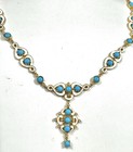 D'Joy 925 Sterling Silver Sleeping Beauty Turquoise White Topaz Necklace — photo 3