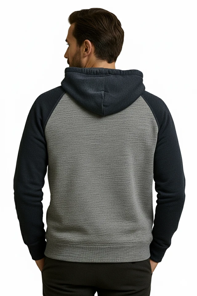 🔥 Sudadera con Capucha Informal para Hombre Pullover con Cordones Manga Larga Gris Azul Marino Suave 🔥 Foto 2 de 4