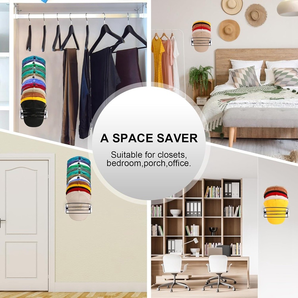 APL Cappelliera da Parete e Porta Confezione da 4 Organizer per Cappelli da Baseball in Metallo Cappelliera4800