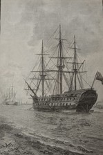 HORATIO NELSON'S OLD SHIP THE FOUDROYANT 80 GUN WARSHIP - ANTIQUE 1896