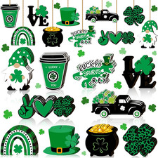 30 Pcs St. Patrick'S Day Decoration for Tree Wood St. Patrick'S Day Shamrock Gno