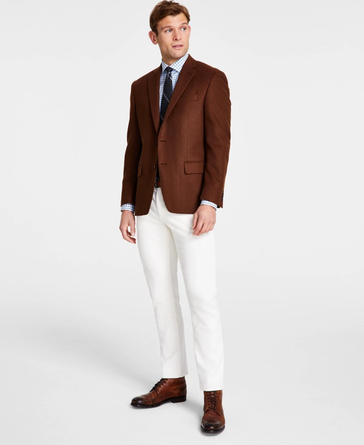 Blazer cappotto sportivo Michael Kors uomo vestibilità classica 44 S marrone tinta unita