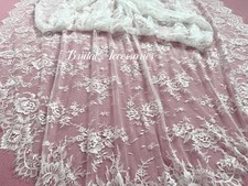 Ivory White Vintage Flower Lace Cathedral Bridal Wedding Veil With Hair Pin