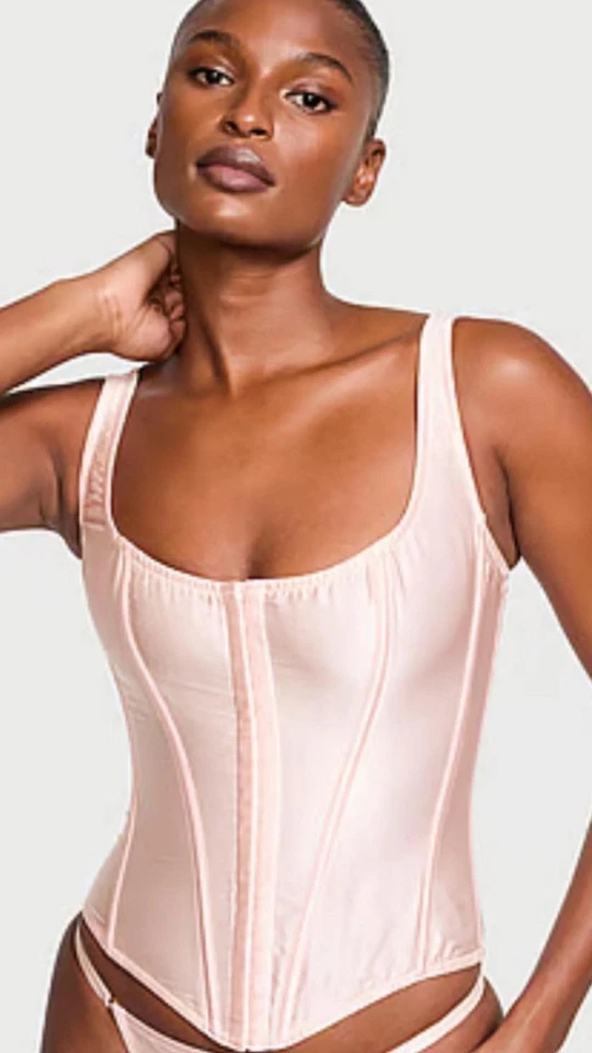Nuevo con etiquetas Conjunto Corsé Victoria’s Secret Rosa Muy Sexy Clásico Seda Talla S-DD Foto 4 de 4