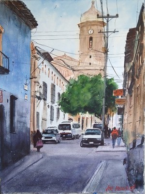 Watercolor Original Painting  12'' x 16'' ''Potosi, Bolivia'' 
