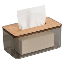 Tissue Box Cover Rectangle, Clear Tissue Box Holder with Bamboo Lid, Dryer Sh...