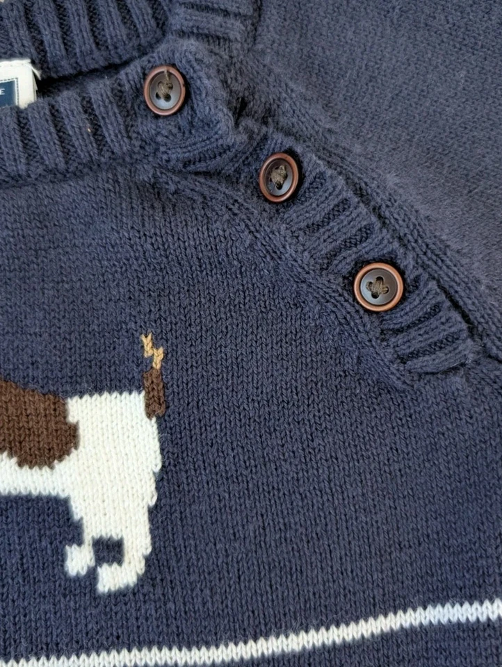 Macacão Janie and Jack bebê malha listra cachorro peça única 6 a 12 meses - Imagem 4 de 4