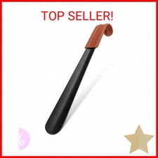 Shoe Horn Long Handle for Seniors, Metal 16.5" Long Boot Shoe Horns with Leather