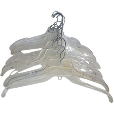 Vintage Clear Acrylic Lucite Plastic Hangers Dress Jacket Set of 14